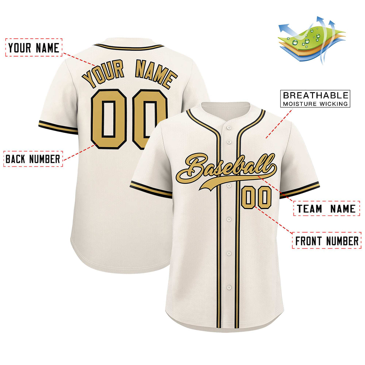 Custom Cream Classic Style Authentic Baseball Jersey| KXKSHOP
