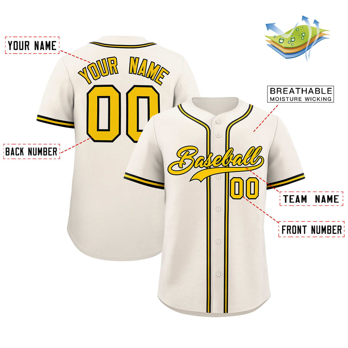 Custom Cream Classic Style Authentic Baseball Jersey| KXKSHOP