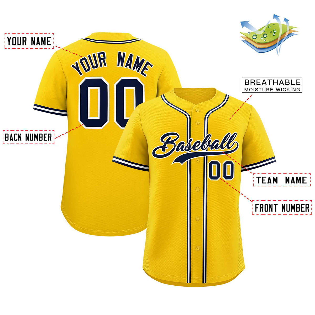 Custom Gold Classic Style Authentic Baseball Jersey| KXKSHOP