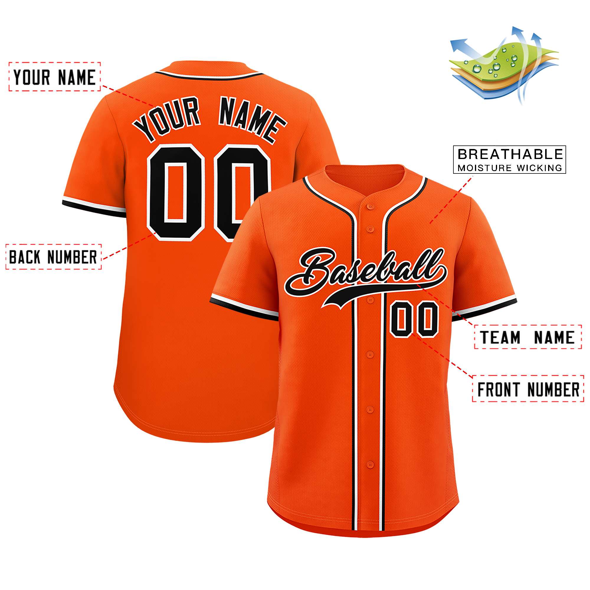 Custom Orange Classic Style Authentic Baseball Jersey| KXKSHOP