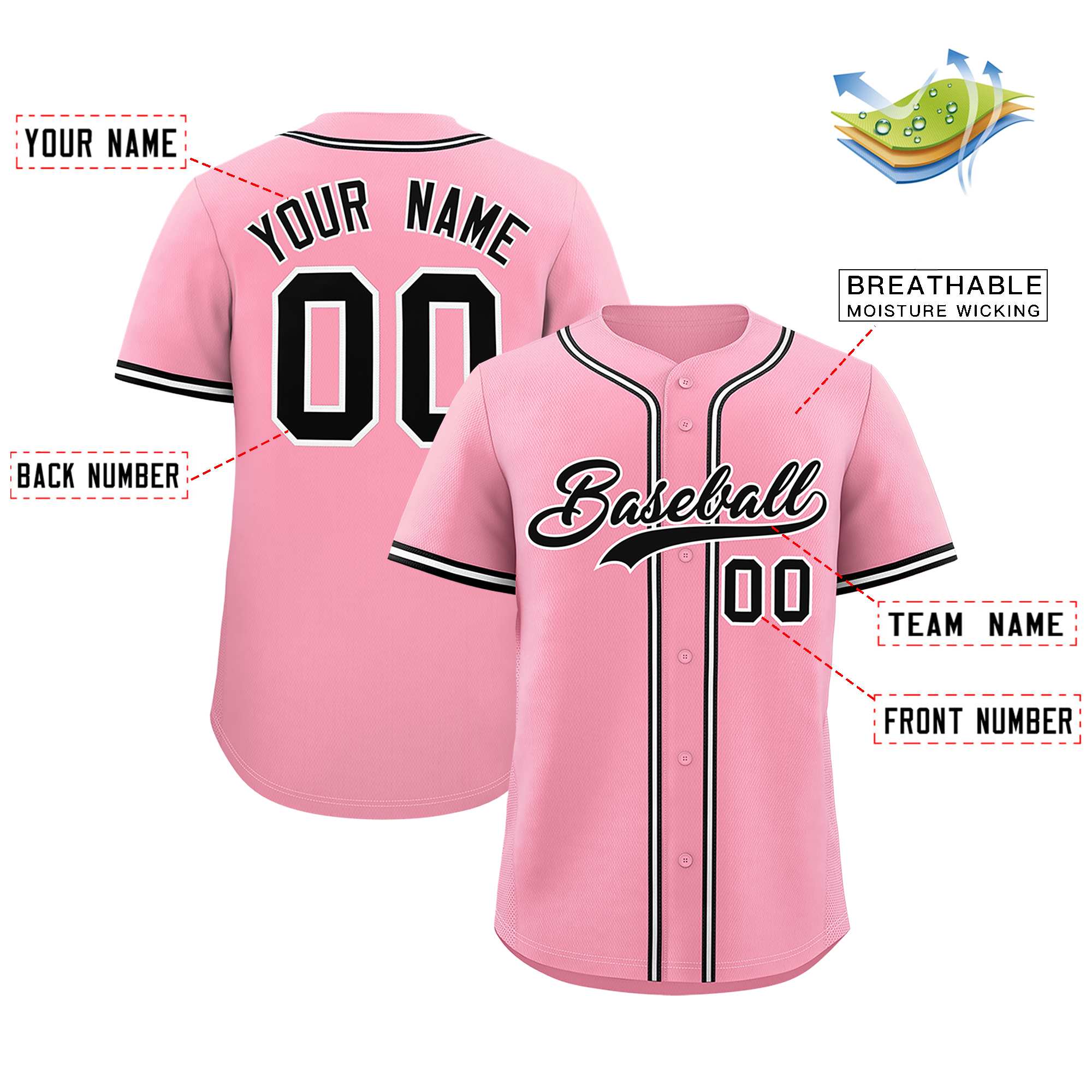 Custom Light Pink Classic Style Authentic Baseball Jersey| KXKSHOP