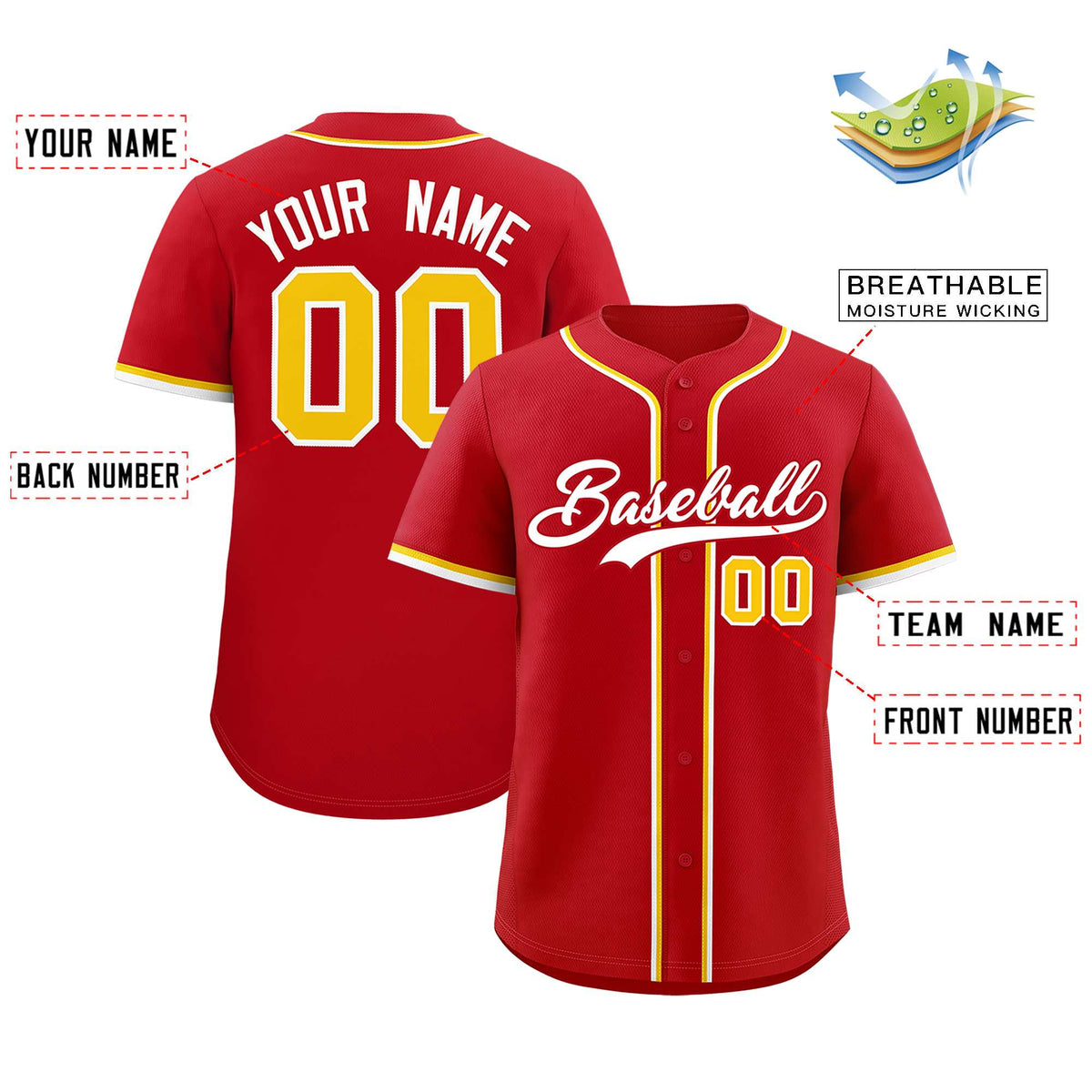 Custom Red Classic Style Authentic Baseball Jersey| KXKSHOP