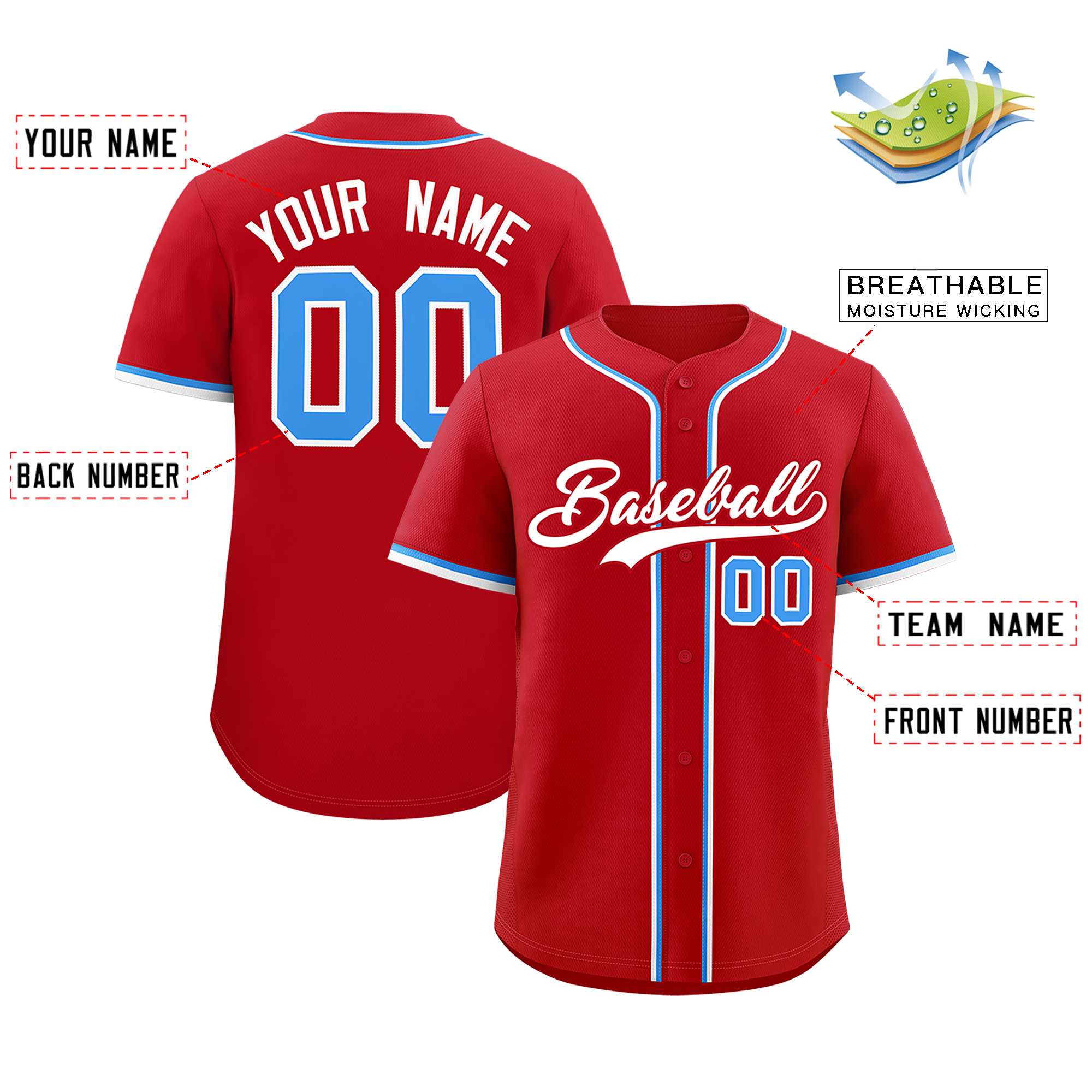 Custom Red Classic Style Authentic Baseball Jersey| KXKSHOP