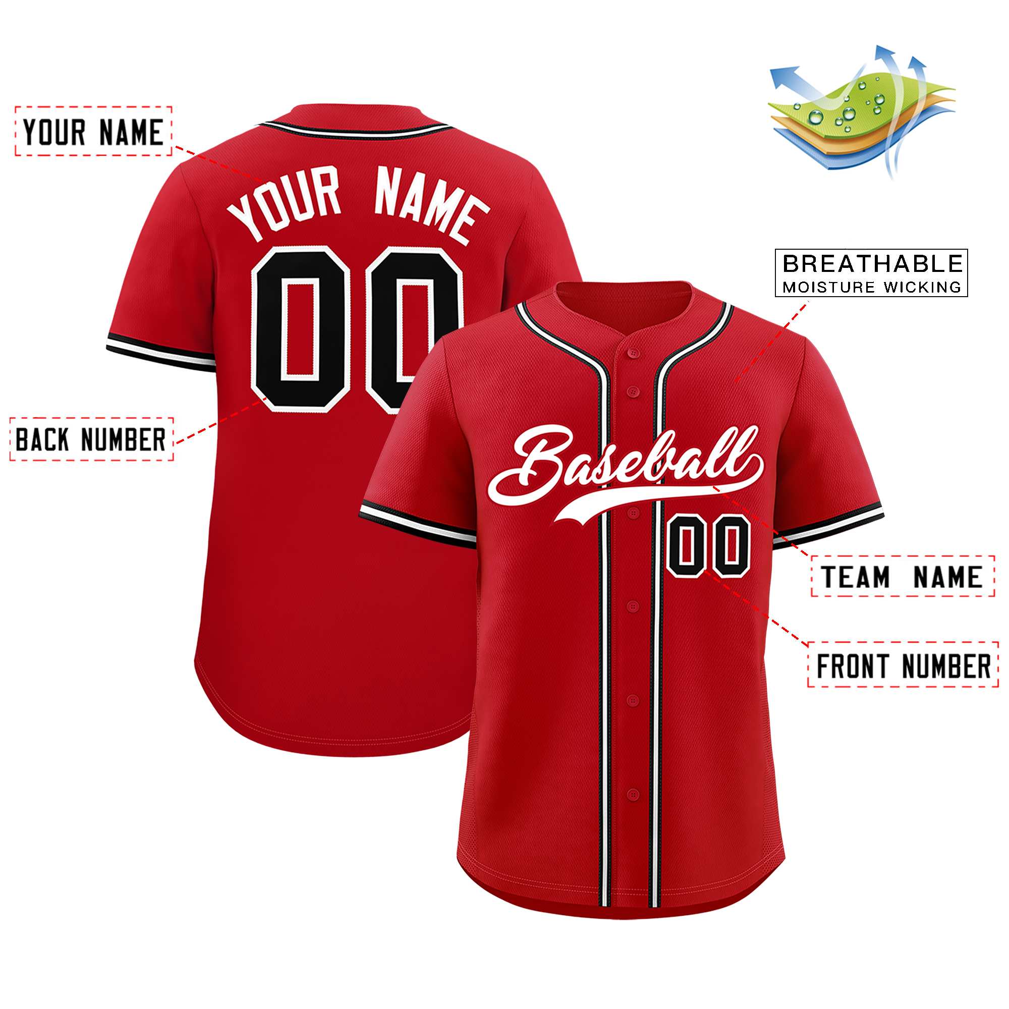 Custom Red Classic Style Authentic Baseball Jersey| KXKSHOP