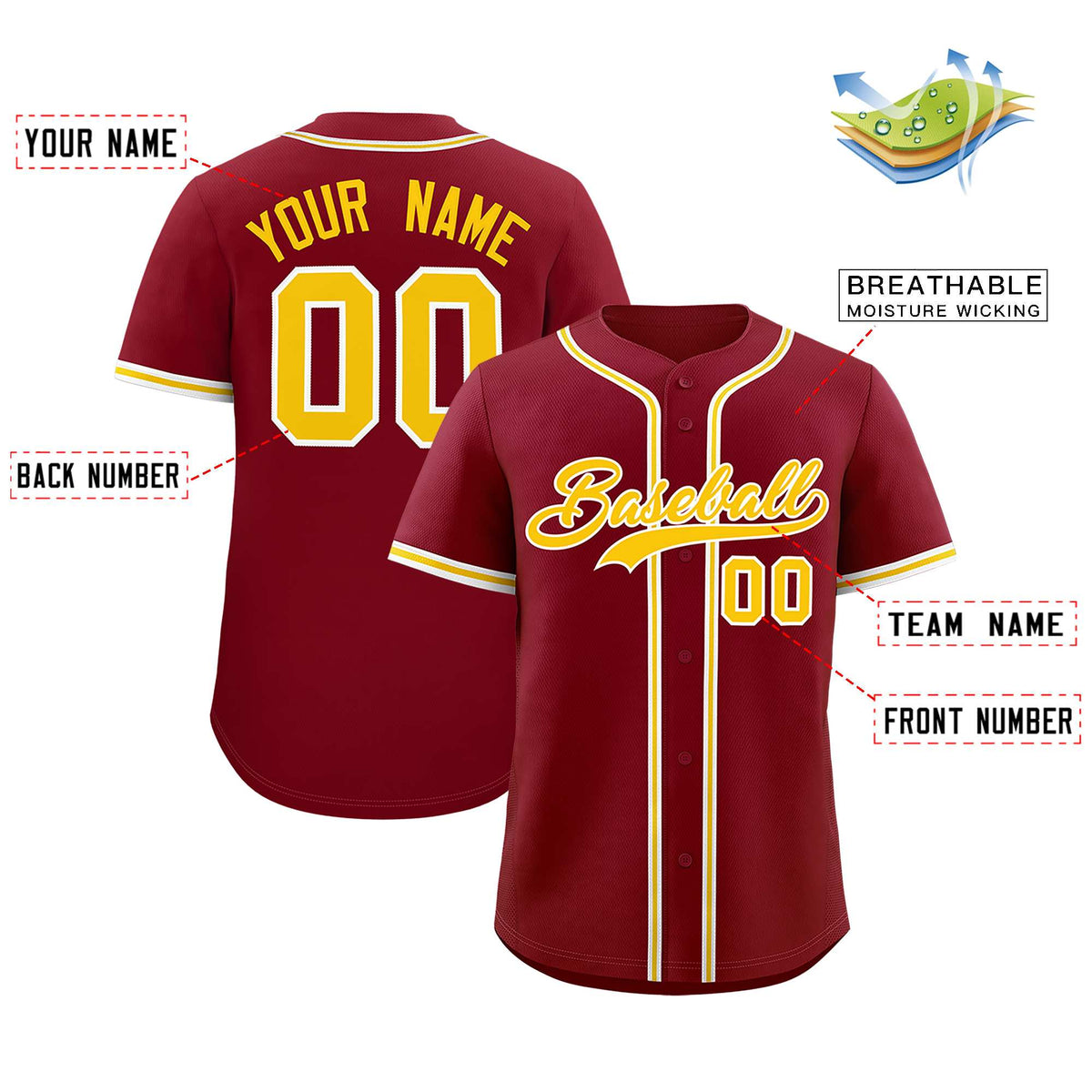 Custom Crimson Classic Style Authentic Baseball Jersey| KXKSHOP