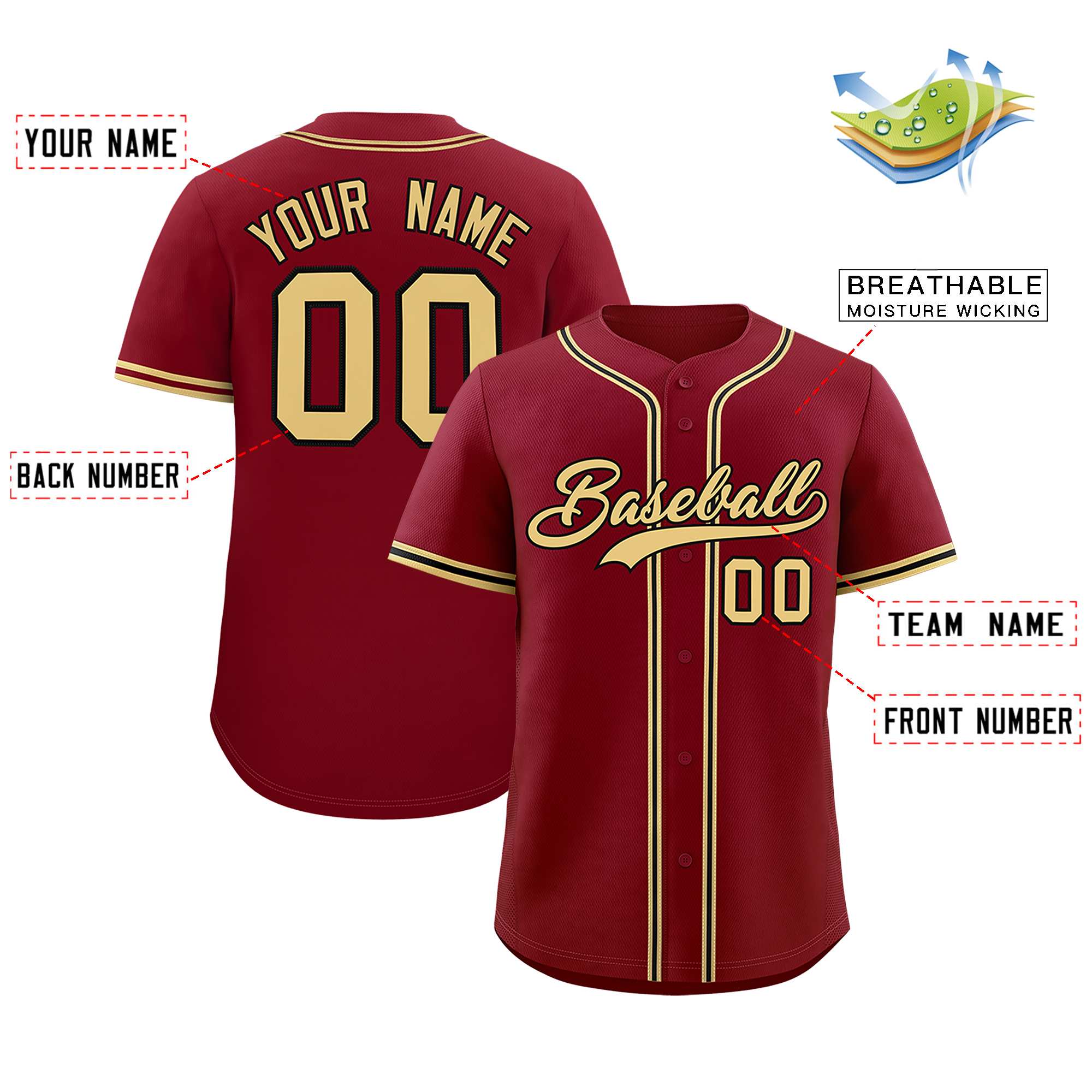 Custom Crimson Classic Style Authentic Baseball Jersey| KXKSHOP