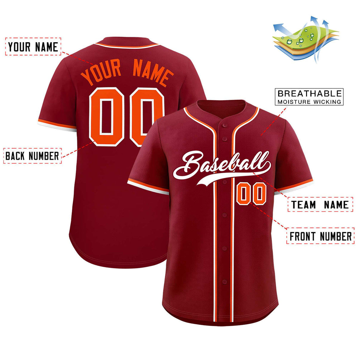 Custom Crimson Classic Style Authentic Baseball Jersey| KXKSHOP