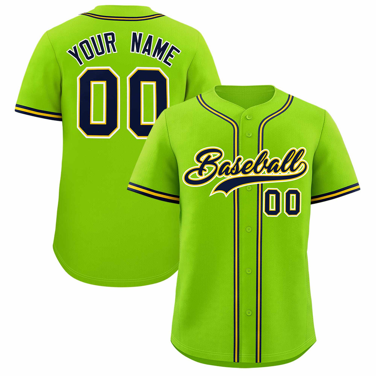 Custom Neon Green Classic Style Authentic Baseball Jersey| KXKSHOP