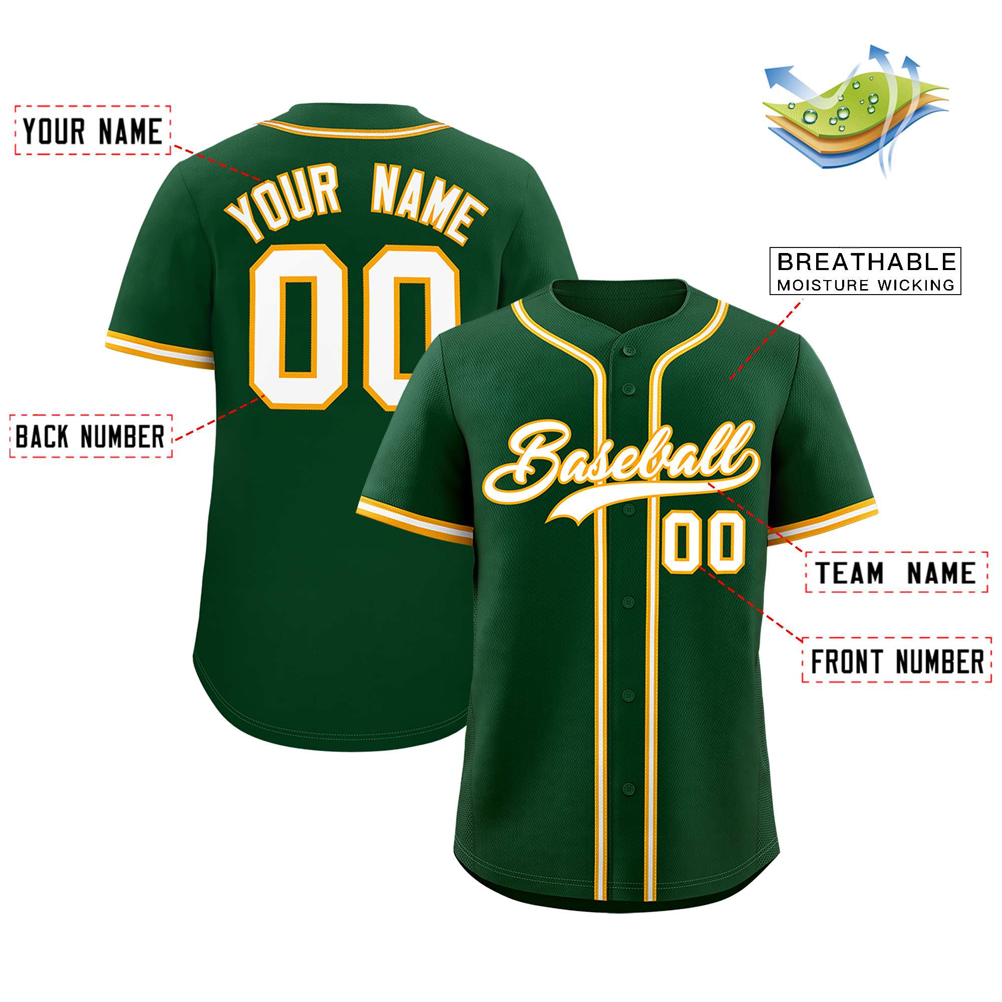 Custom Green Classic Style Authentic Baseball Jersey| KXKSHOP