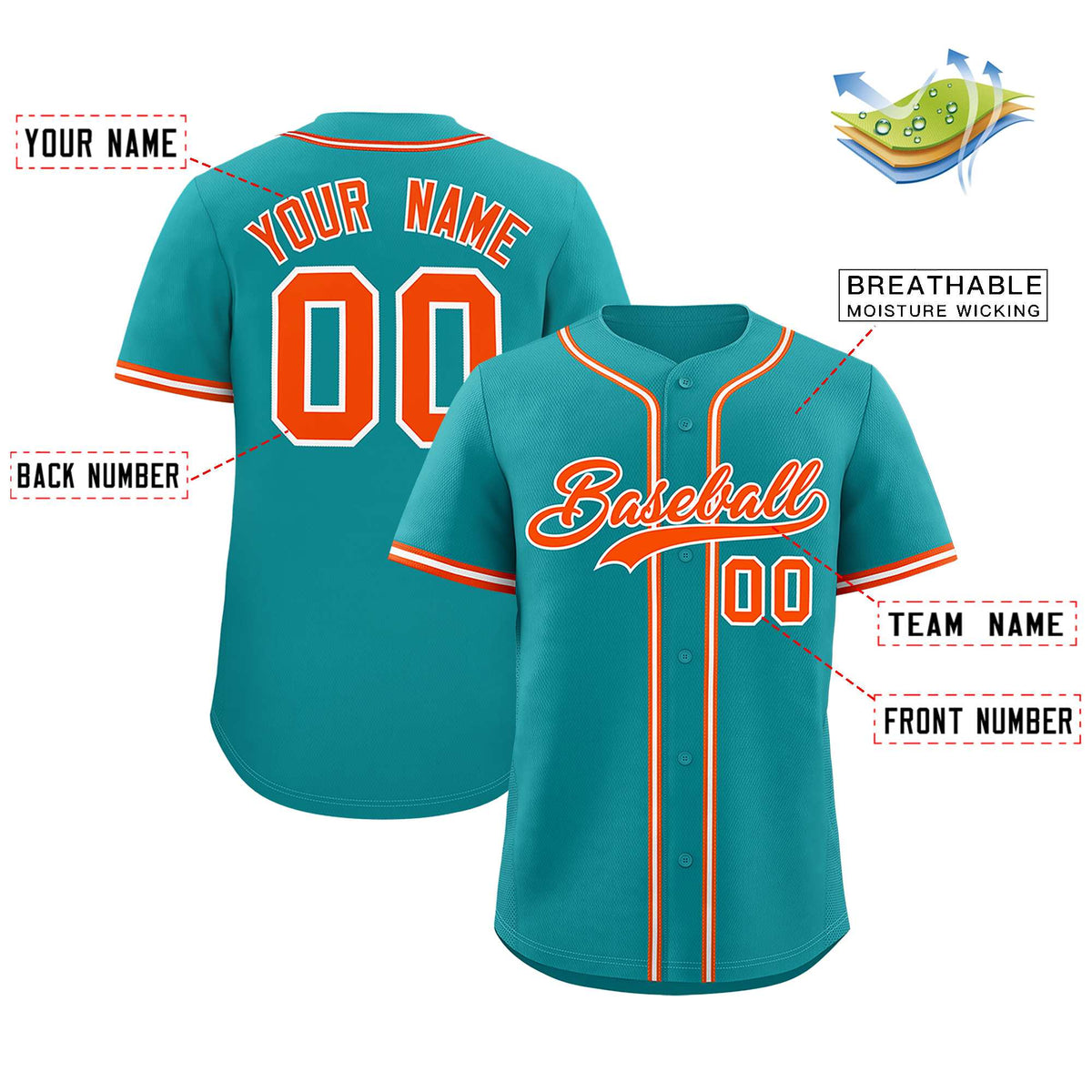 Custom Aqua Classic Style Authentic Baseball Jersey| KXKSHOP