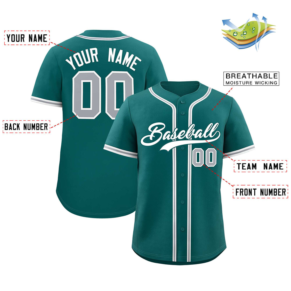 Custom Aqua Classic Style Authentic Baseball Jersey| KXKSHOP