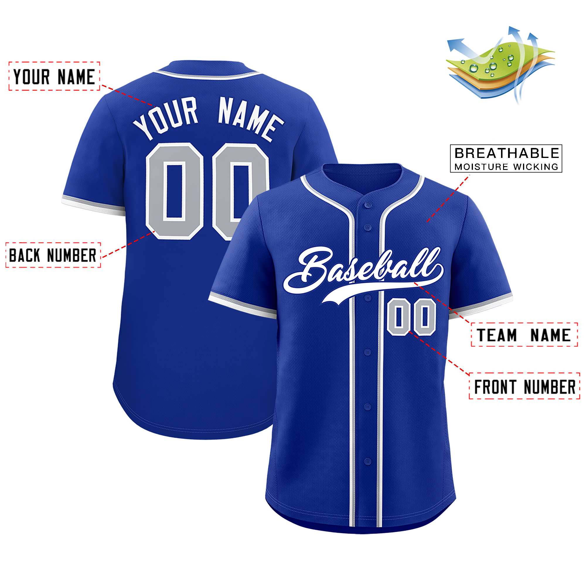 Custom Royal Classic Style Authentic Baseball Jersey| KXKSHOP