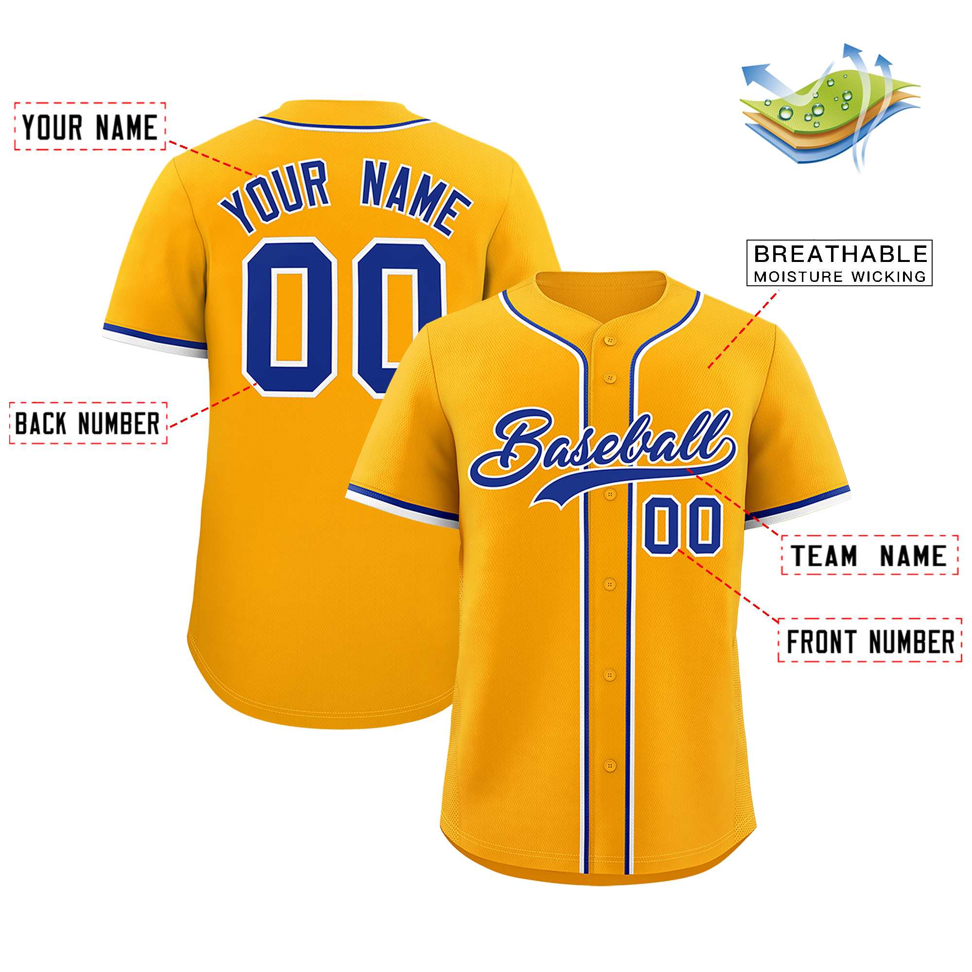 Custom Yellow Classic Style Authentic Baseball Jersey| KXKSHOP