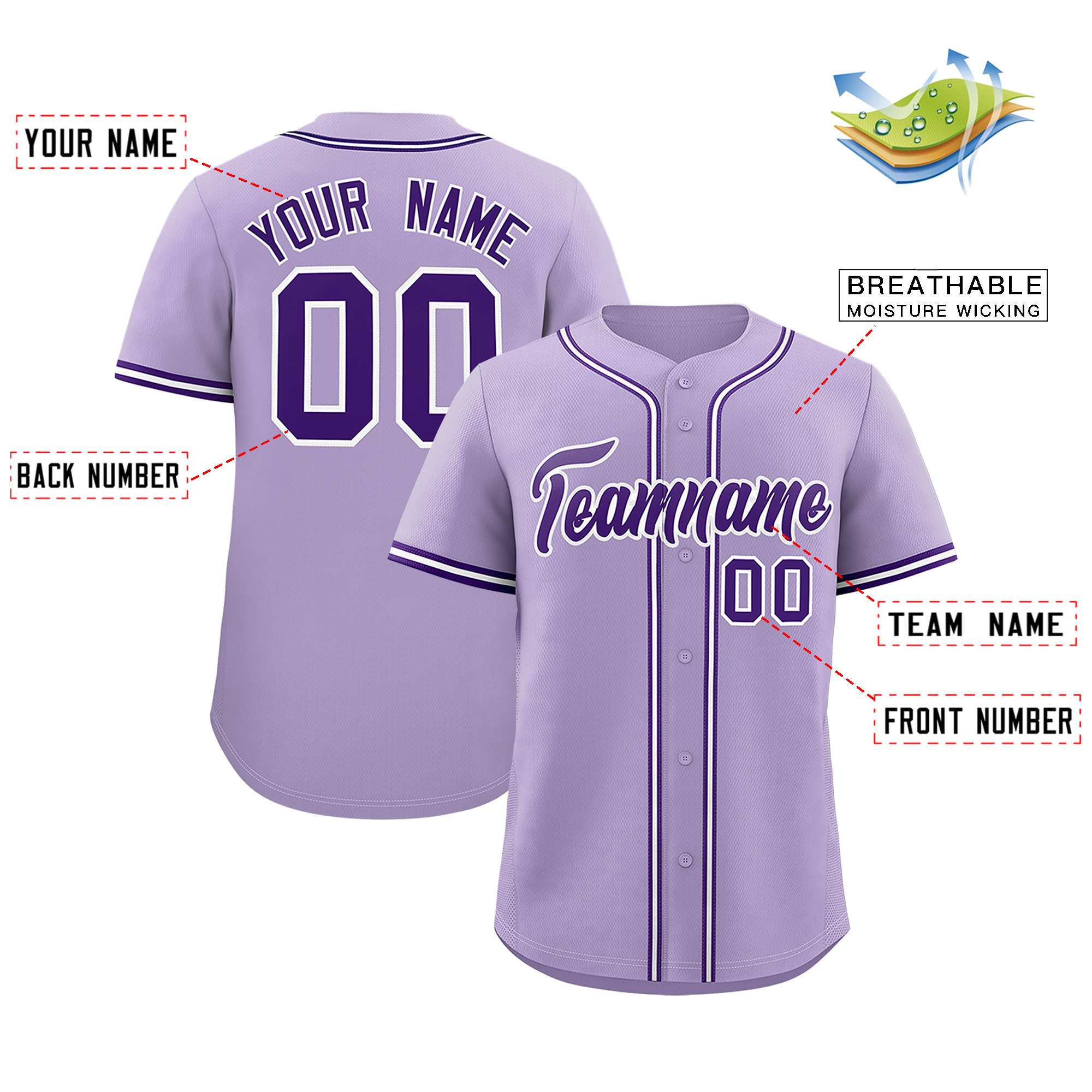 Custom Light Purple Classic Style Authentic Baseball Jersey| KXKSHOP