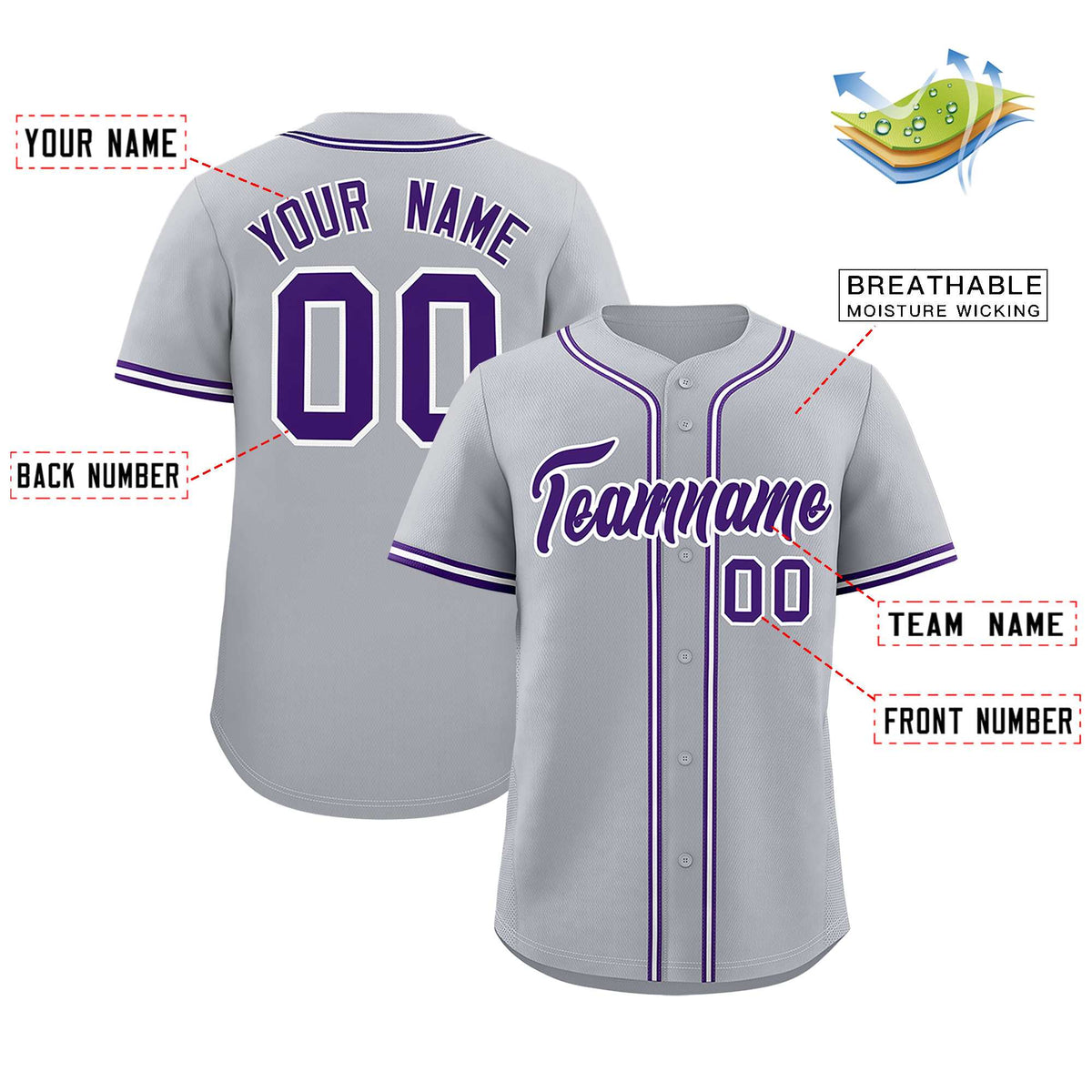 Custom Gray Classic Style Authentic Baseball Jersey| KXKSHOP