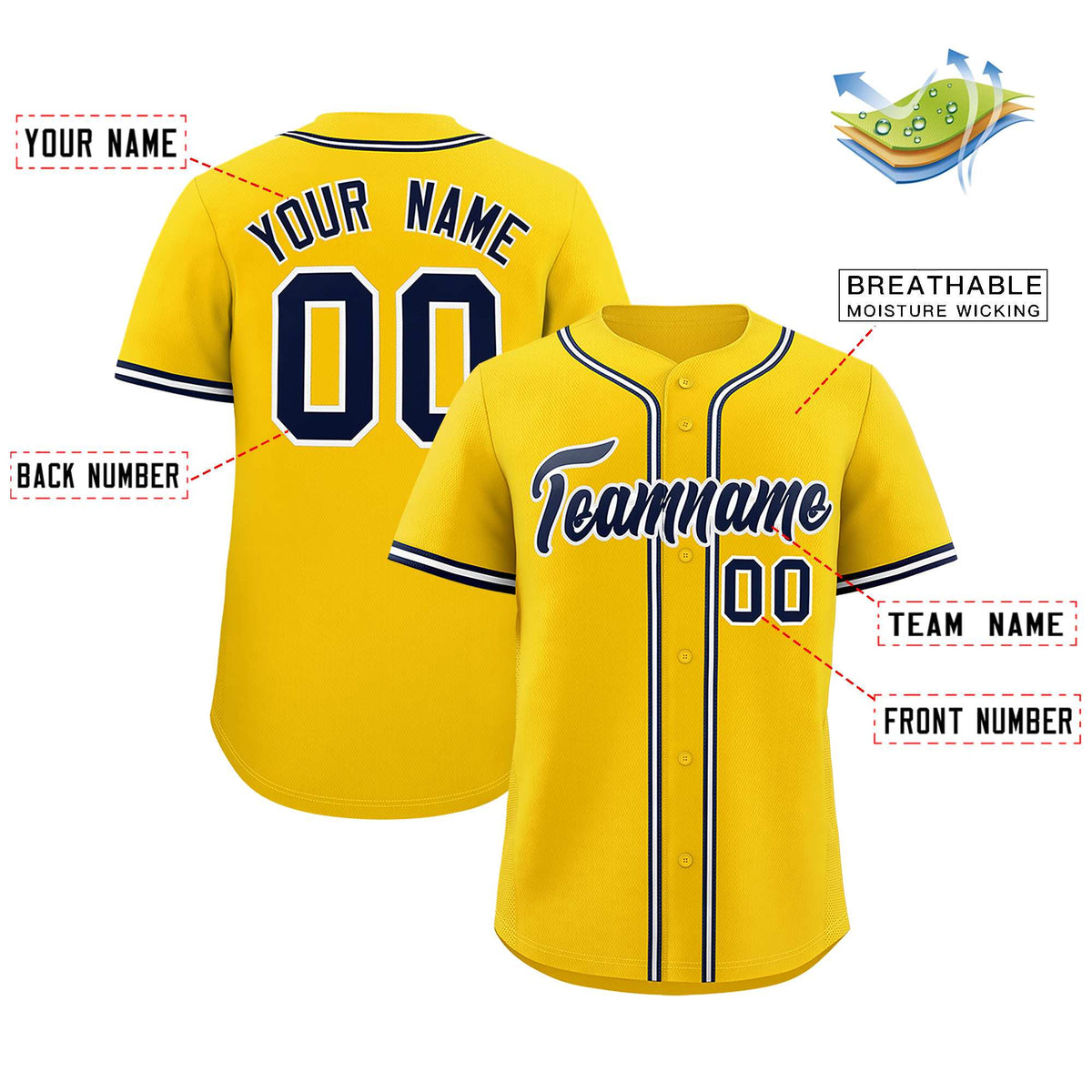 Custom Gold Classic Style Authentic Baseball Jersey| KXKSHOP