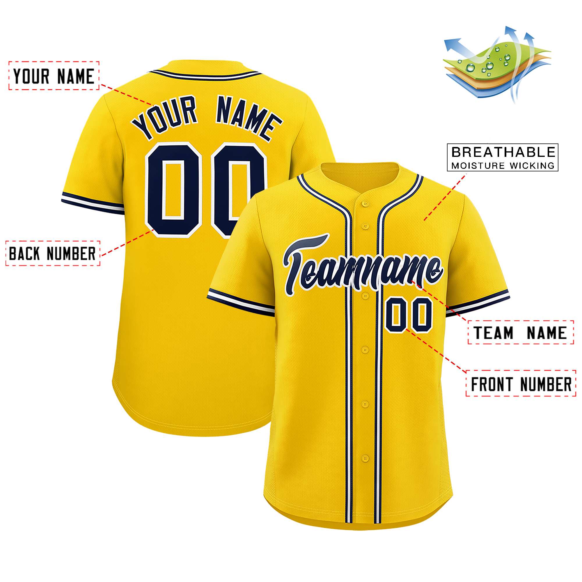 Custom Gold Classic Style Authentic Baseball Jersey| KXKSHOP