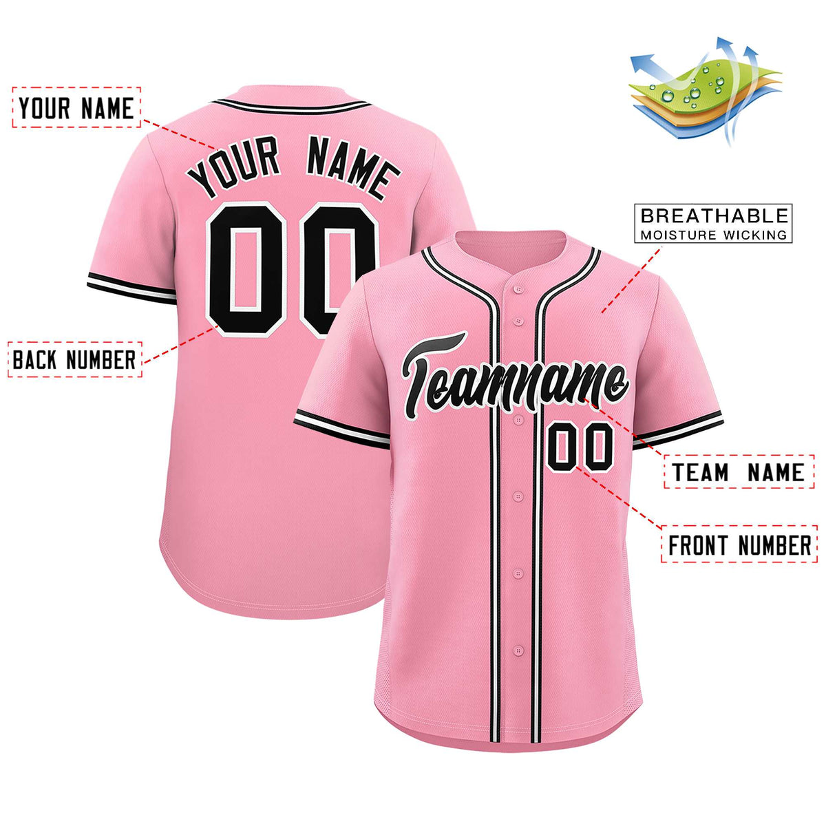 Custom Light Pink Classic Style Authentic Baseball Jersey| KXKSHOP