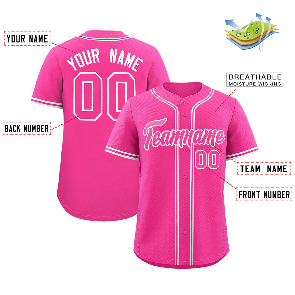Custom Pink Classic Style Authentic Baseball Jersey| KXKSHOP