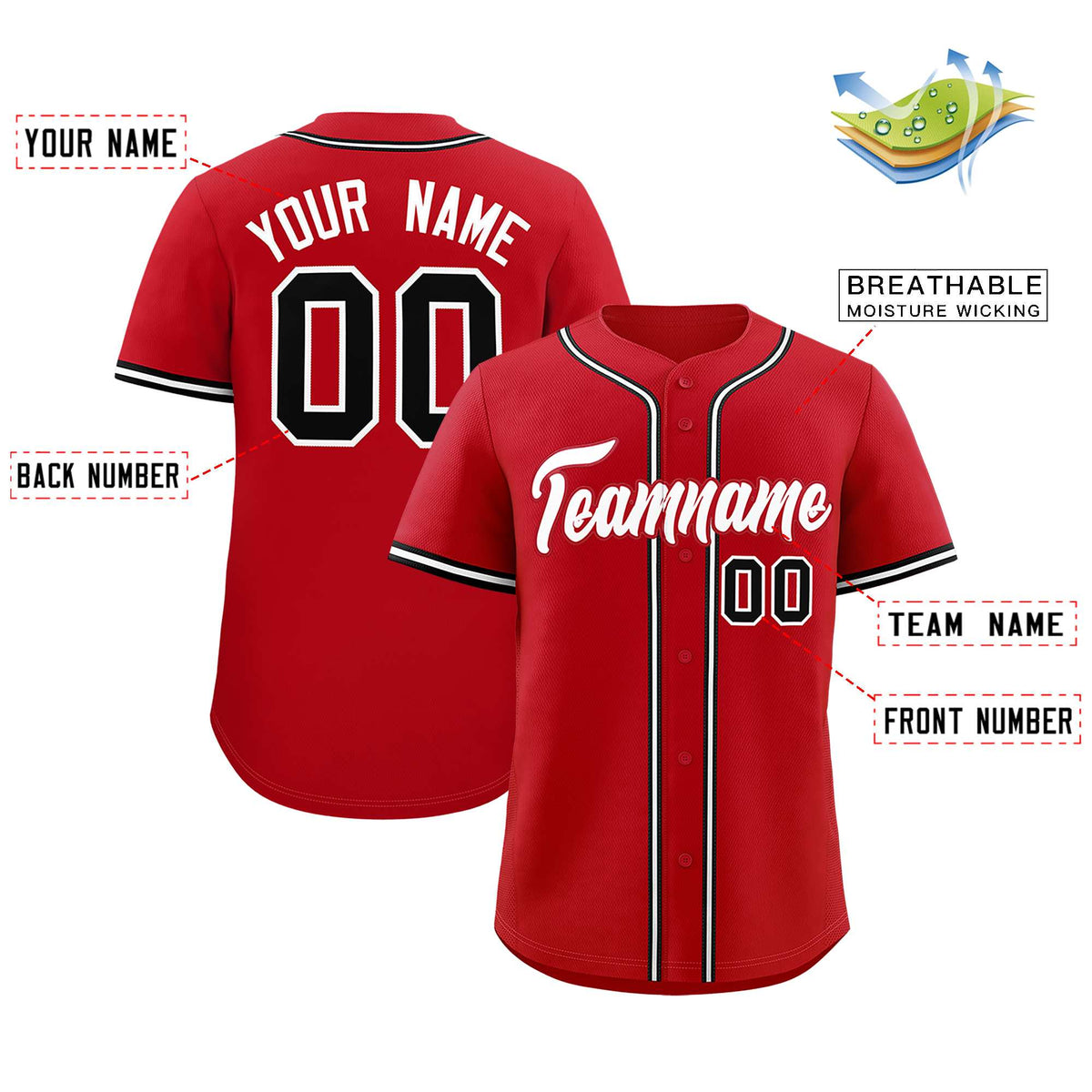 Custom Red Classic Style Authentic Baseball Jersey| KXKSHOP