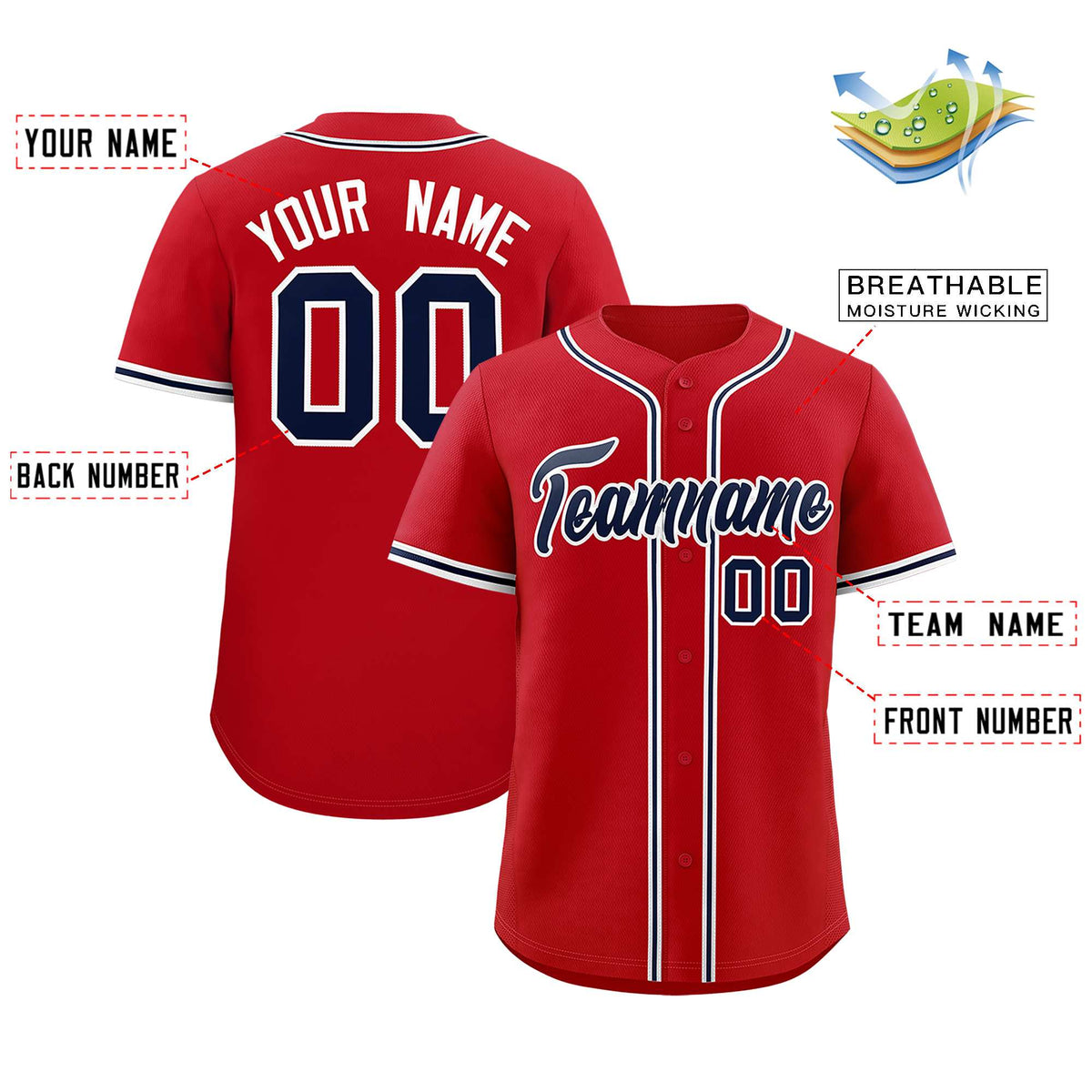 Custom Red Classic Style Authentic Baseball Jersey| KXKSHOP