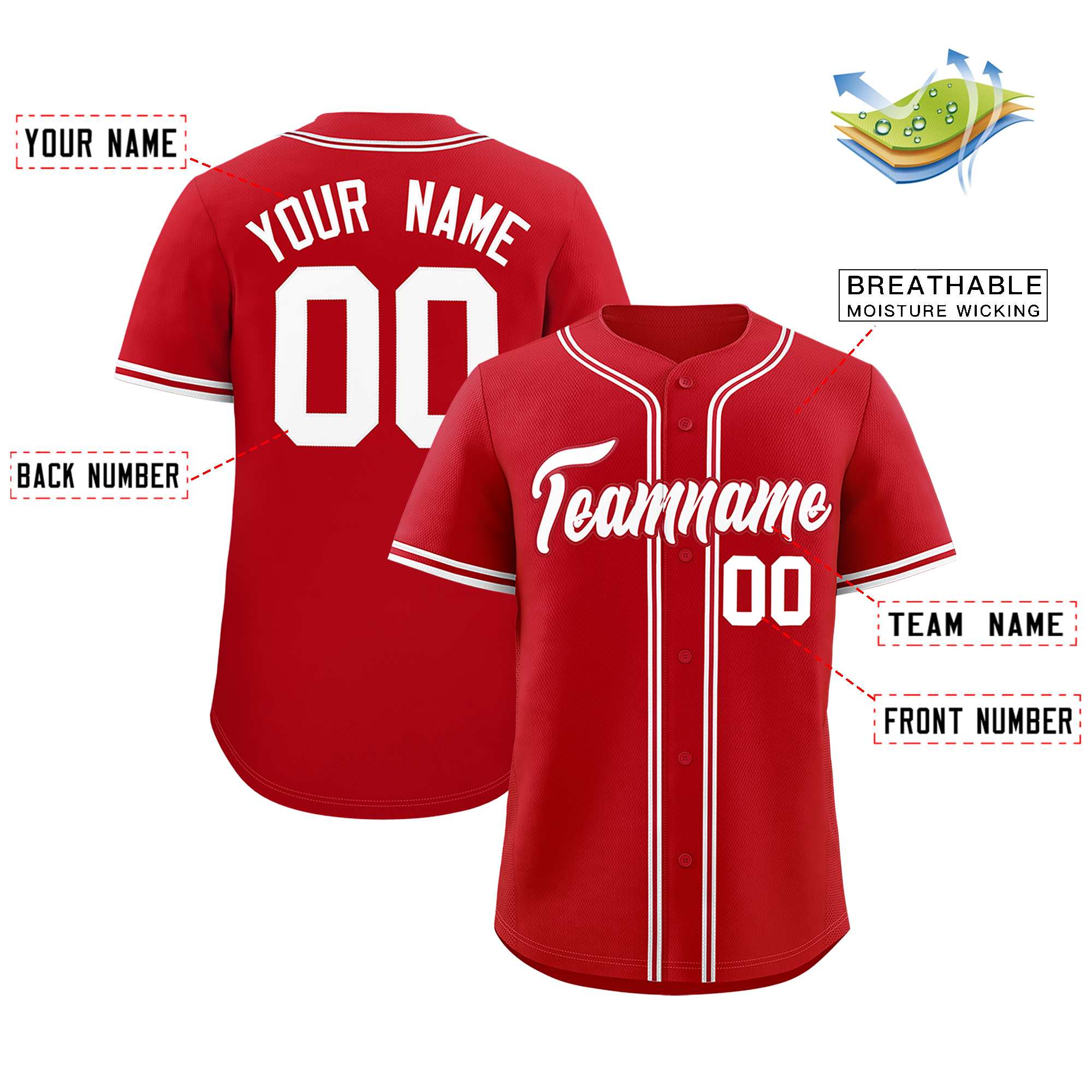 Custom Red Classic Style Authentic Baseball Jersey| KXKSHOP