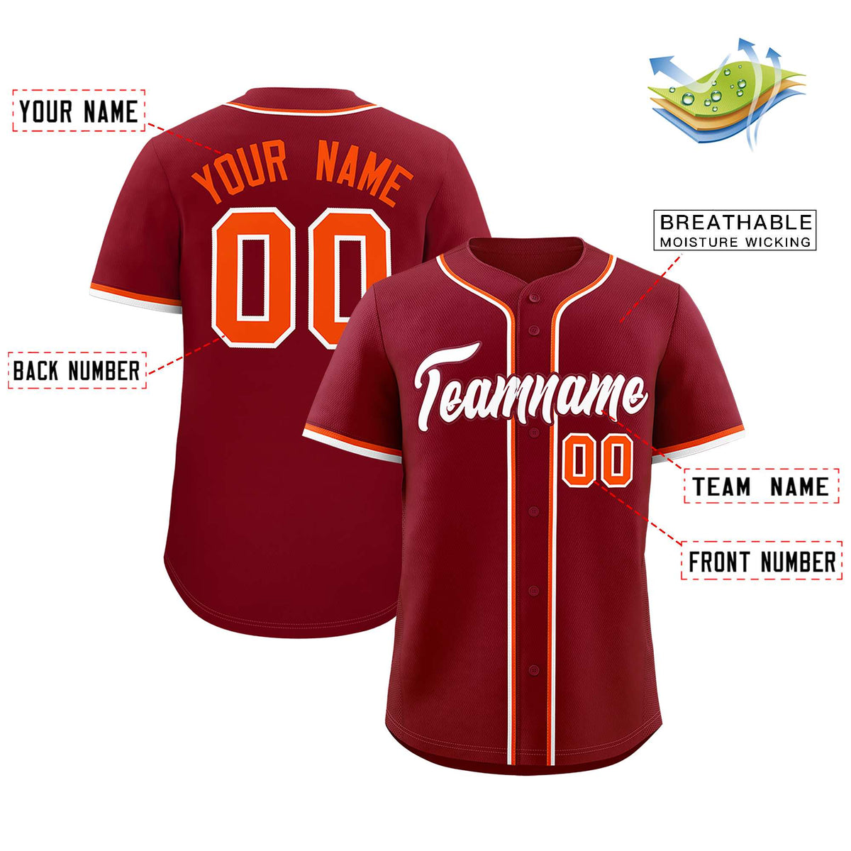 Custom Crimson Classic Style Authentic Baseball Jersey| KXKSHOP