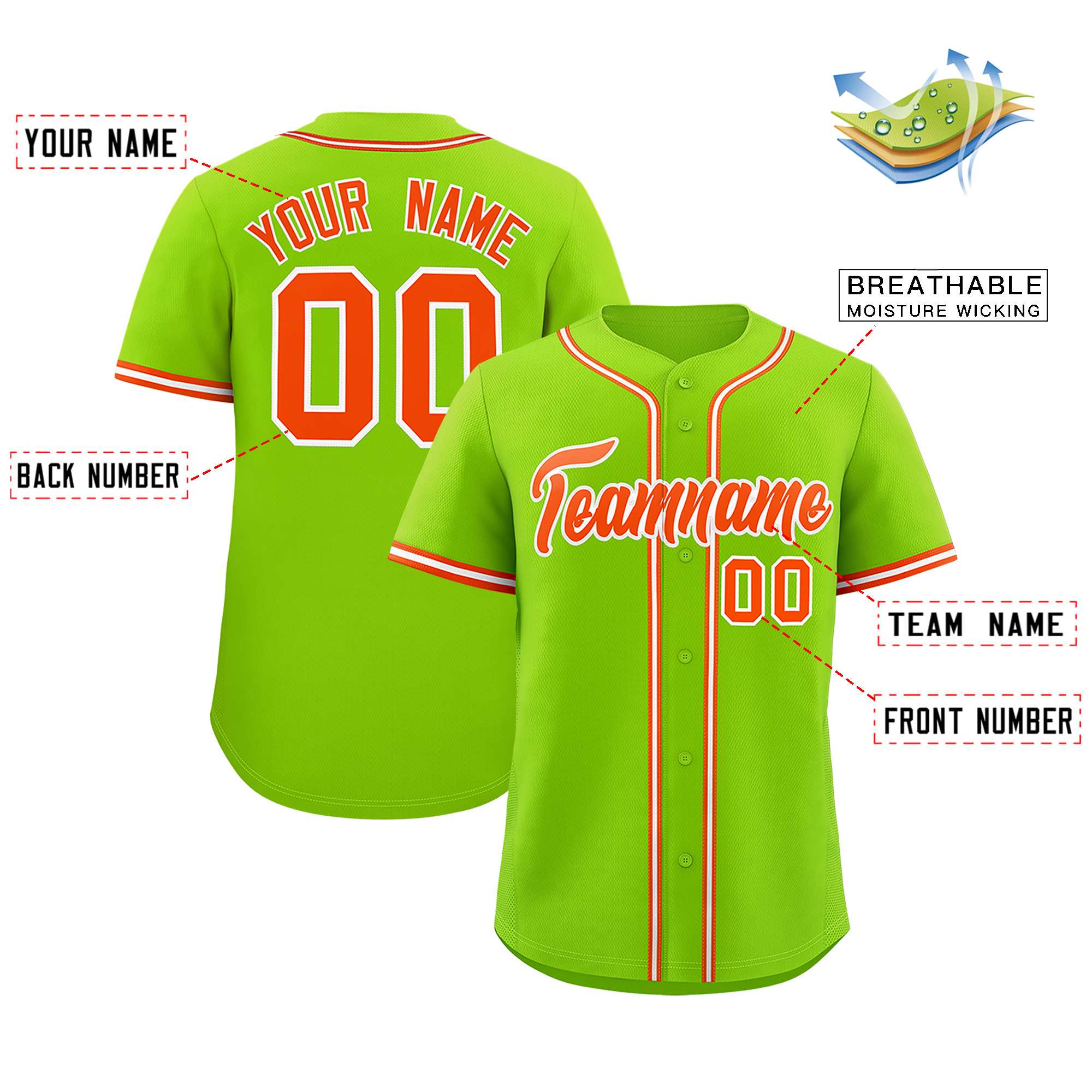 Custom Neon Green Classic Style Authentic Baseball Jersey| KXKSHOP