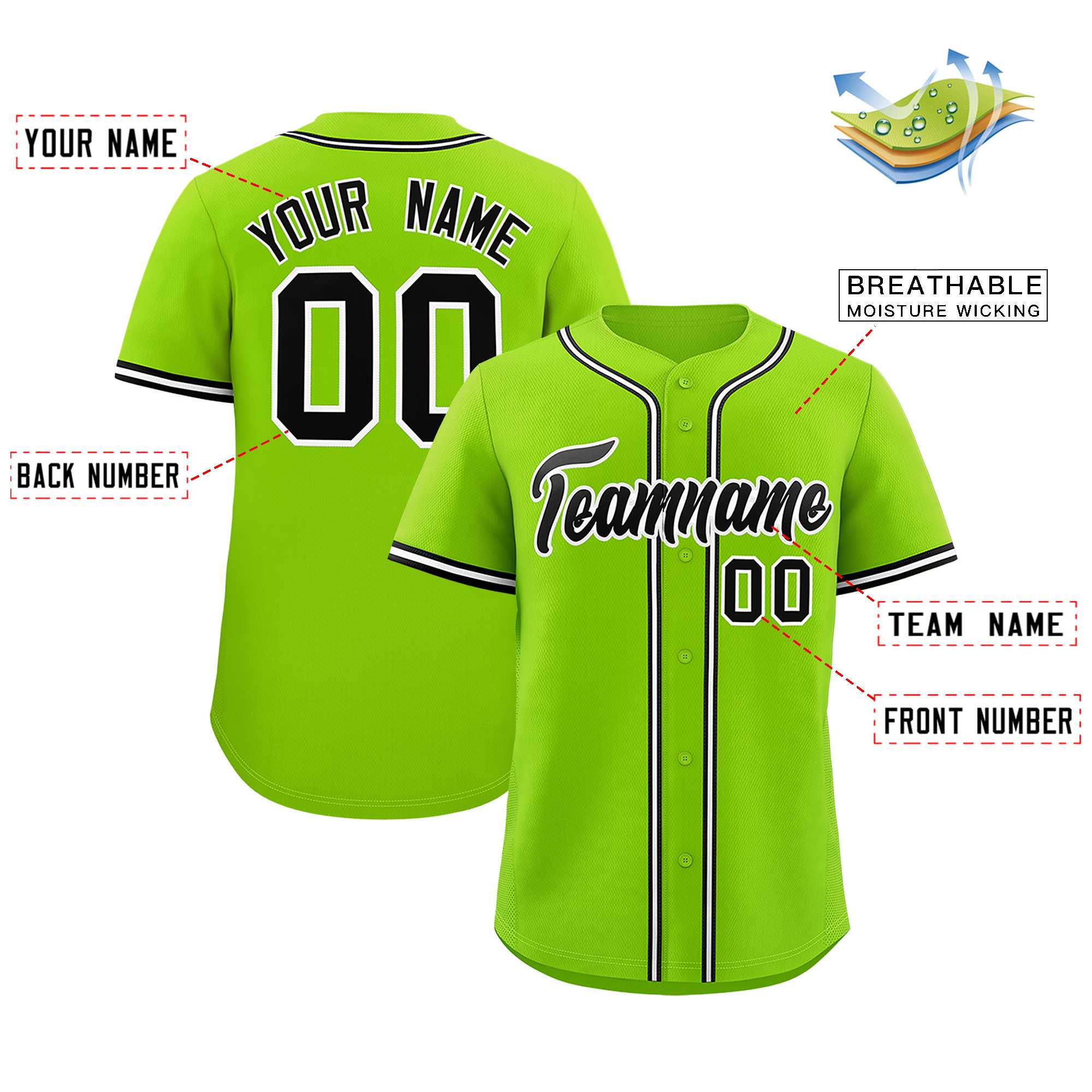 Custom Neon Green Classic Style Authentic Baseball Jersey| KXKSHOP