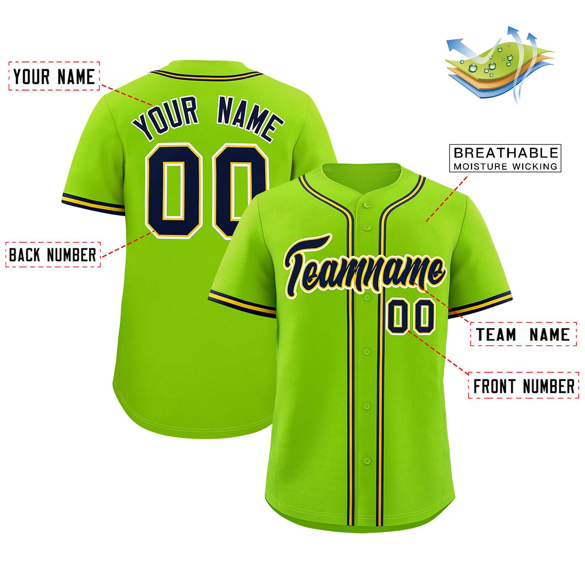 Custom Neon Green Classic Style Authentic Baseball Jersey| KXKSHOP
