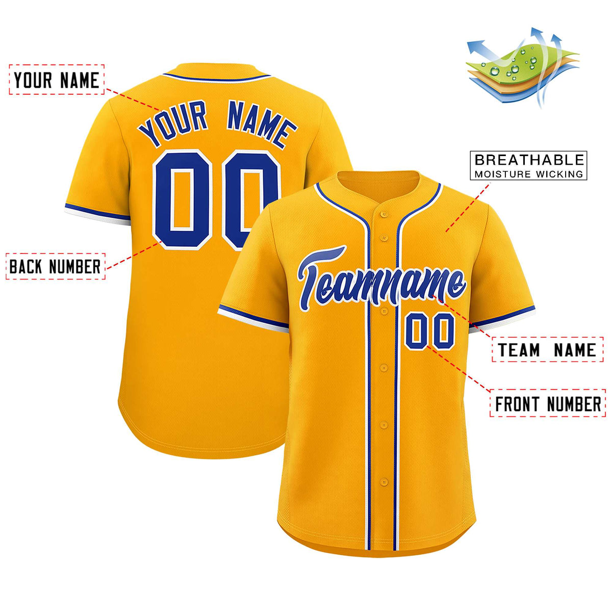 Custom Yellow Classic Style Authentic Baseball Jersey| KXKSHOP