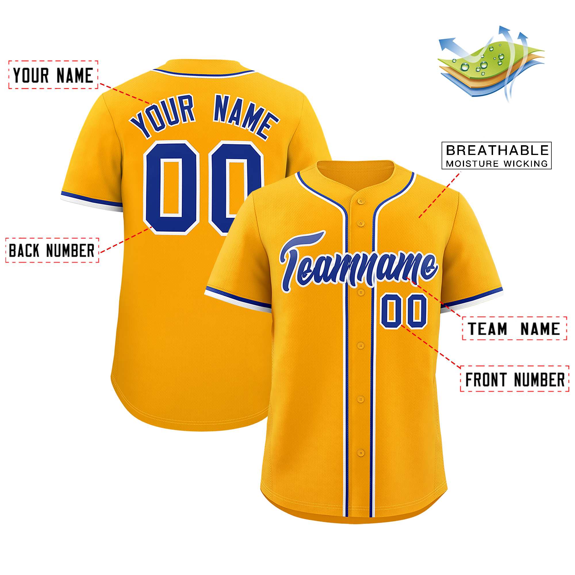 Custom Yellow Classic Style Authentic Baseball Jersey| KXKSHOP