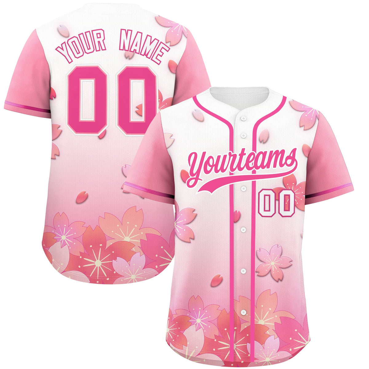 Custom White Pink Gradient Fashion Elastic Baseball Jersey| KXKSHOP