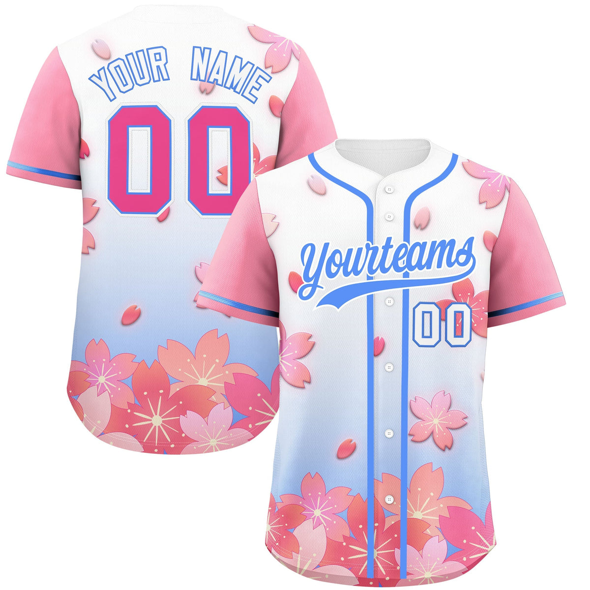 Custom Blue Pink Gradient Fashion Elastic Baseball Jersey| KXKSHOP