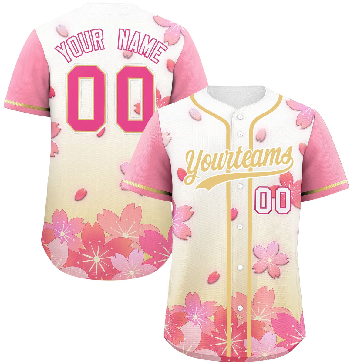 Custom Cream Pink Gradient Fashion Elastic Baseball Jersey| KXKSHOP