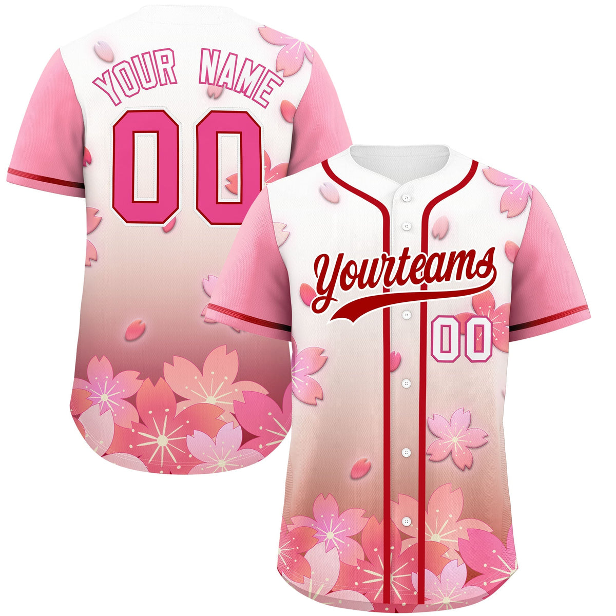 Custom Red Pink Gradient Fashion Elastic Baseball Jersey| KXKSHOP