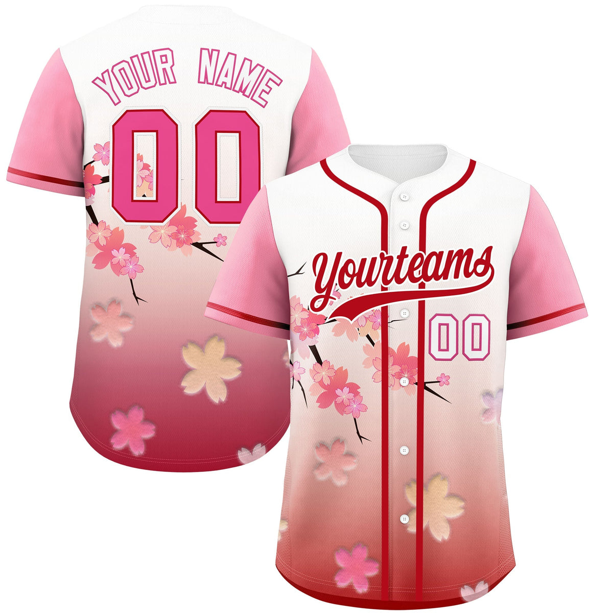 Custom Pink Red Gradient Fashion Elastic Baseball Jersey| KXKSHOP