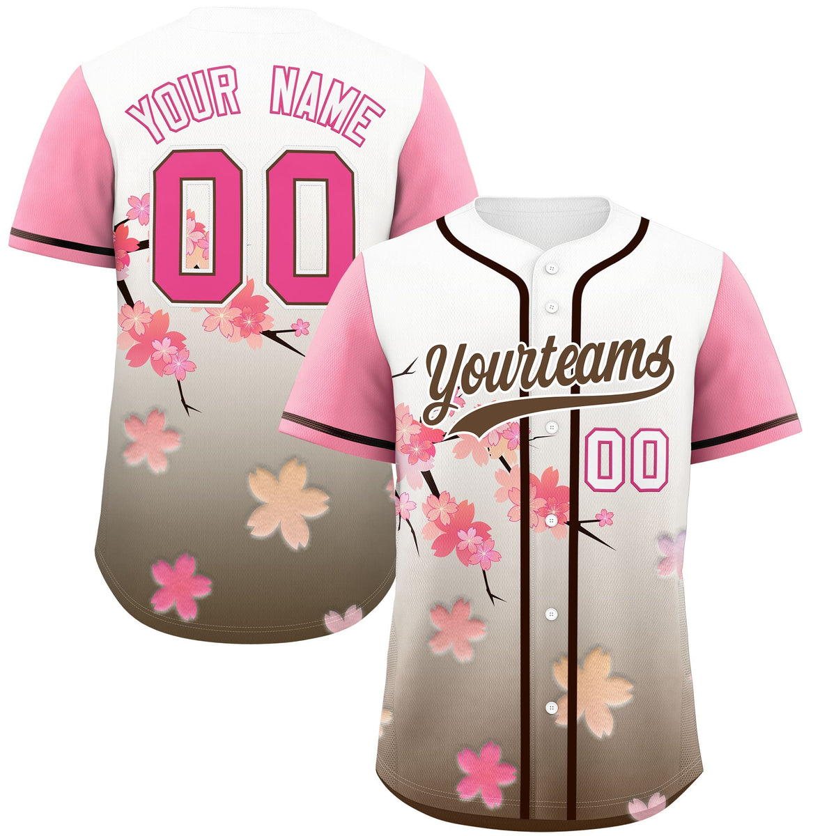Custom Pink Seal Brown Gradient Fashion Elastic Baseball Jersey| KXKSHOP