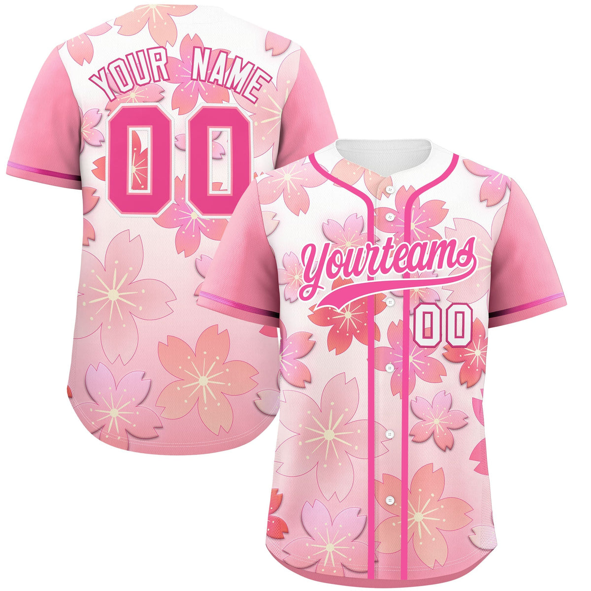 Custom Pink Gradient Fashion Elastic Baseball Jersey| KXKSHOP
