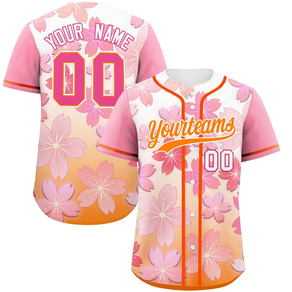 Custom Gold Orange Pink Gradient Fashion Elastic Baseball Jersey| KXKSHOP