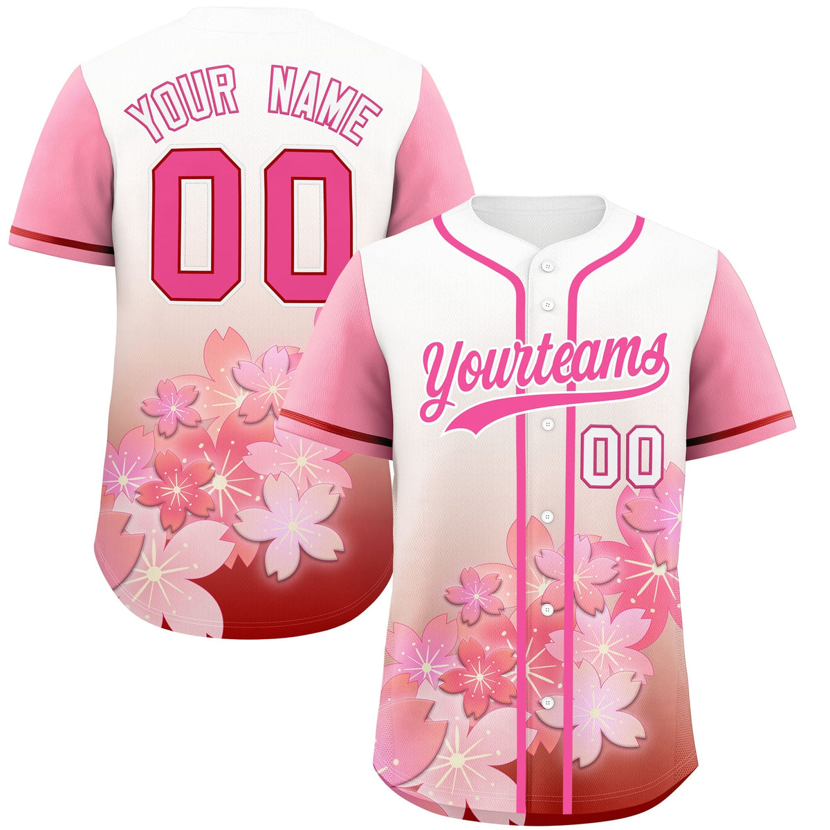Custom pink Red Gradient Fashion Elastic Baseball Jersey| KXKSHOP