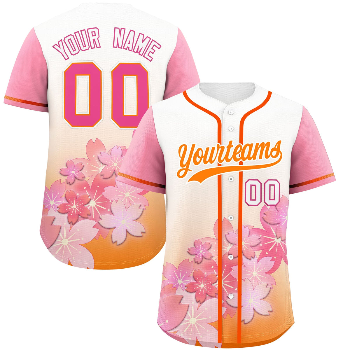Custom Gold Orange Pink Gradient Fashion Elastic Baseball Jersey| KXKSHOP