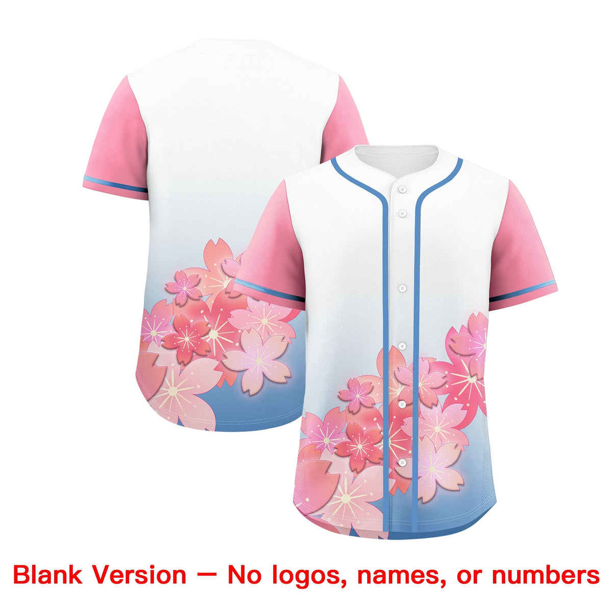 Custom Light Blue Pink Gradient Fashion Elastic Baseball Jersey| KXKSHOP