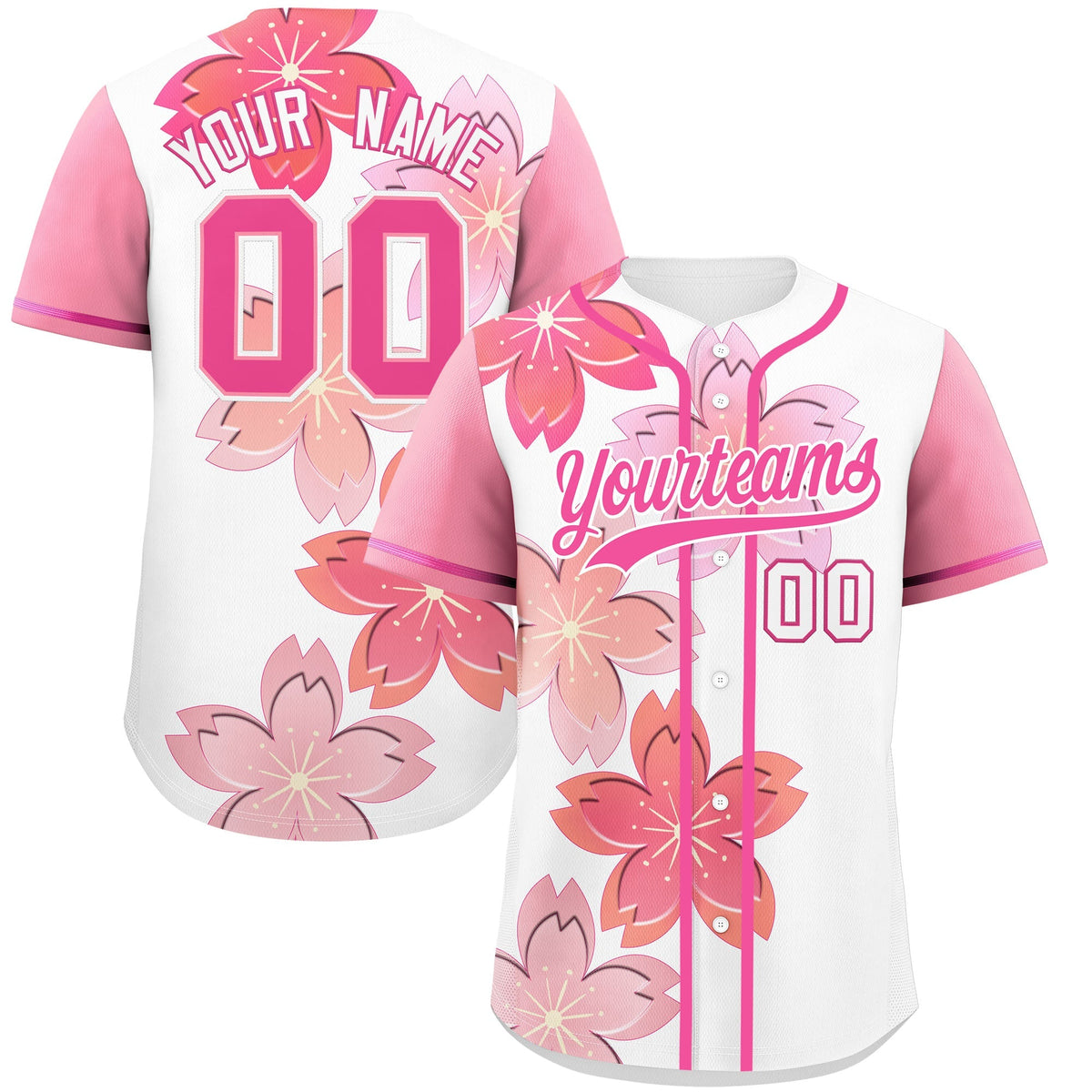 Custom White Pink Gradient Fashion Elastic Baseball Jersey| KXKSHOP