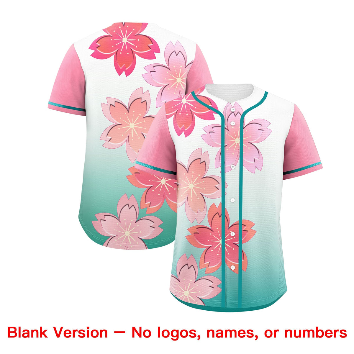 Custom Aqua Pink Gradient Fashion Elastic Baseball Jersey| KXKSHOP