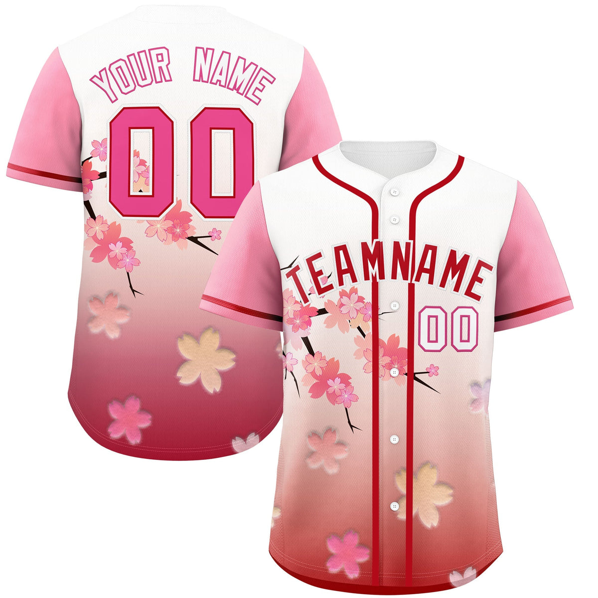 Custom Pink Red Gradient Fashion Elastic Baseball Jersey| KXKSHOP
