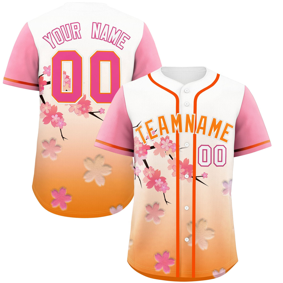 Custom Gold Orange Pink Gradient Fashion Elastic Baseball Jersey| KXKSHOP