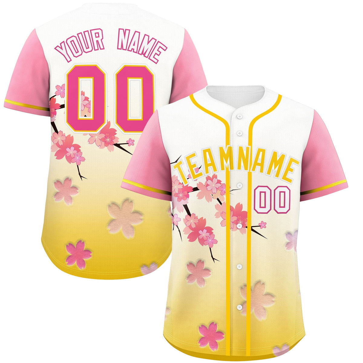 Custom Gold Pink Gradient Fashion Elastic Baseball Jersey| KXKSHOP