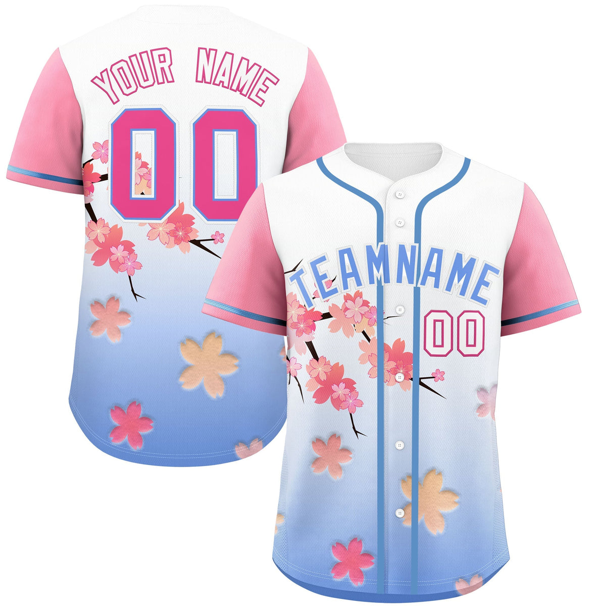 Custom Light Blue Pink Gradient Fashion Elastic Baseball Jersey| KXKSHOP