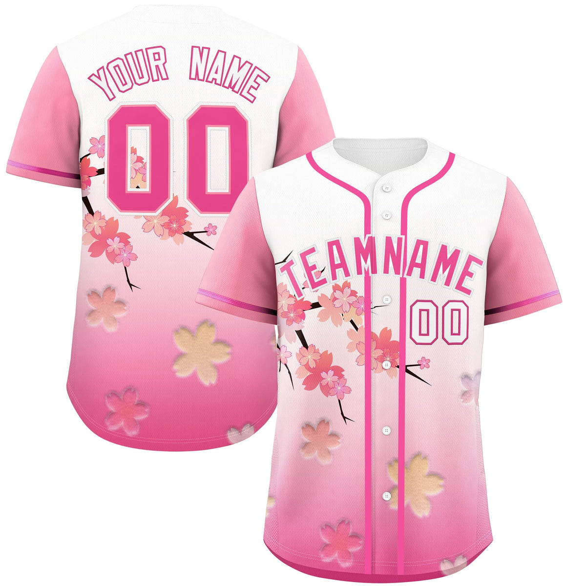Custom White Pink Gradient Fashion Elastic Baseball Jersey| KXKSHOP